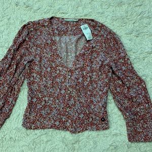 Abercrombie & Fitch Red Floral Women's Top